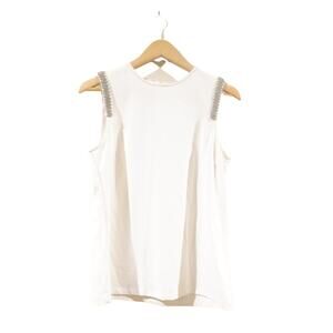 H&M white crystal embellished top